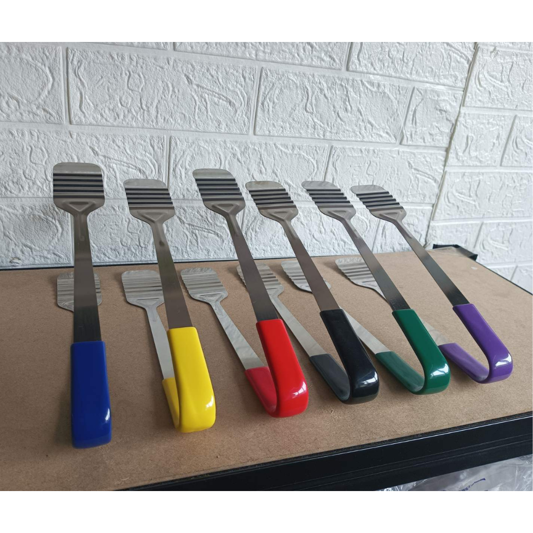 Flat Tongs Arrow Wave 1mm Thick Stainless Steel Colored Handles, 3pcs