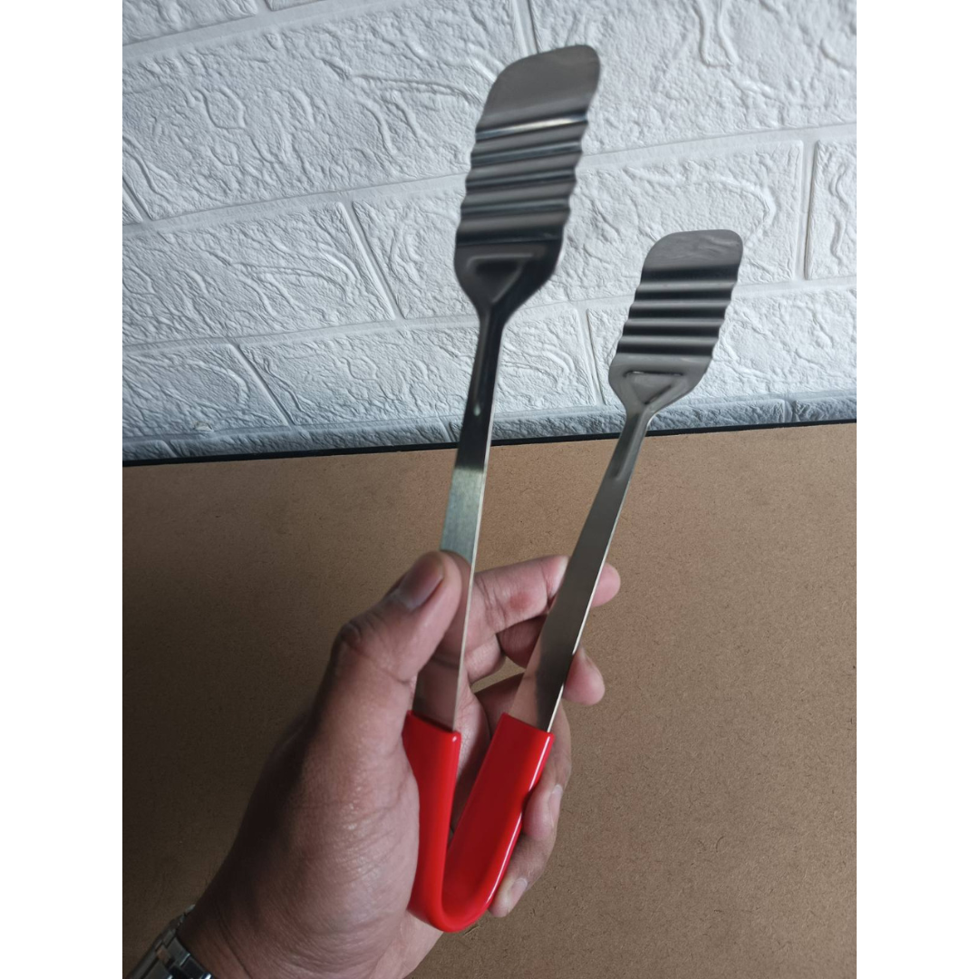 Flat Tongs Arrow Wave 1mm Thick Stainless Steel Colored Handles, 3pcs