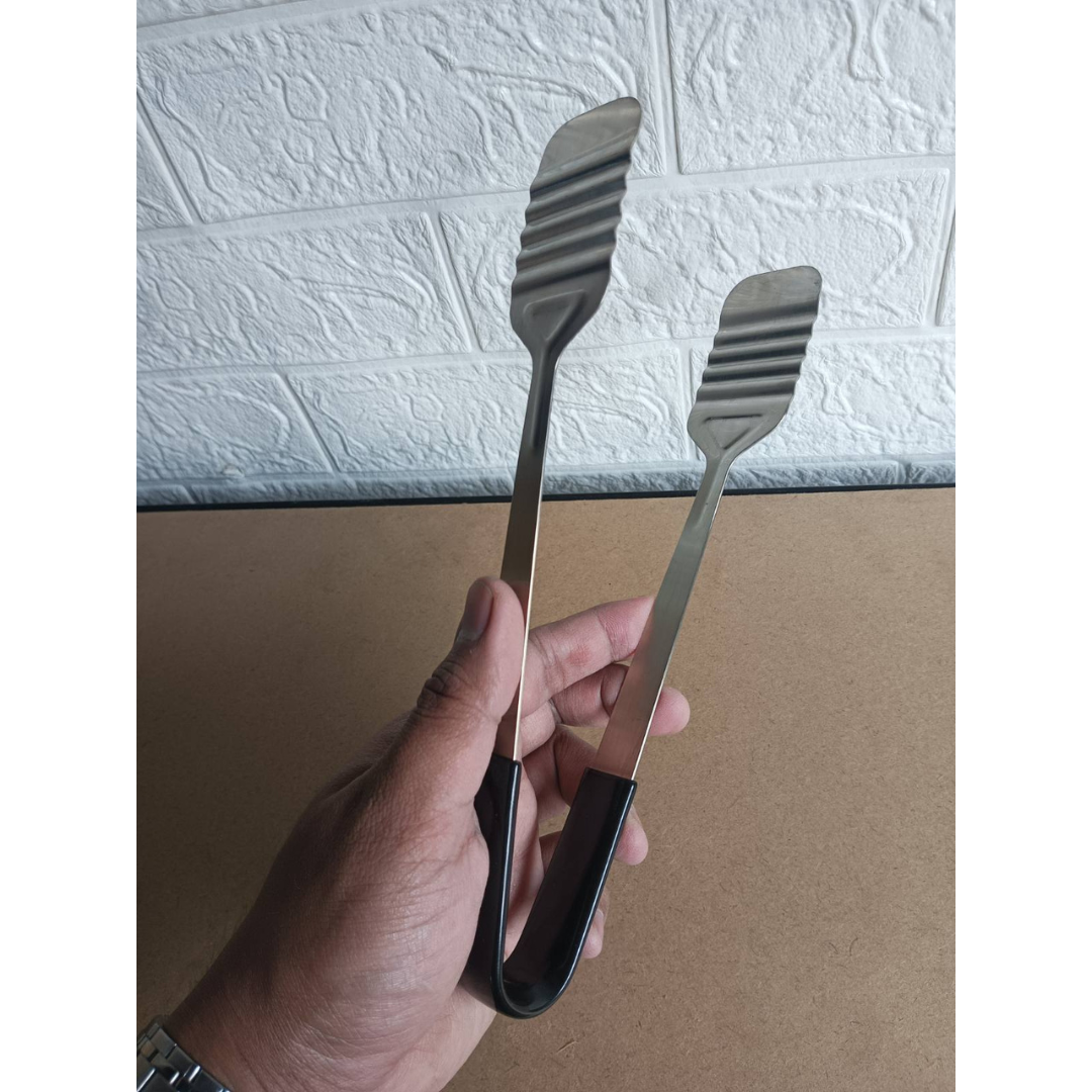 Flat Tongs Arrow Wave 1mm Thick Stainless Steel Colored Handles, 3pcs