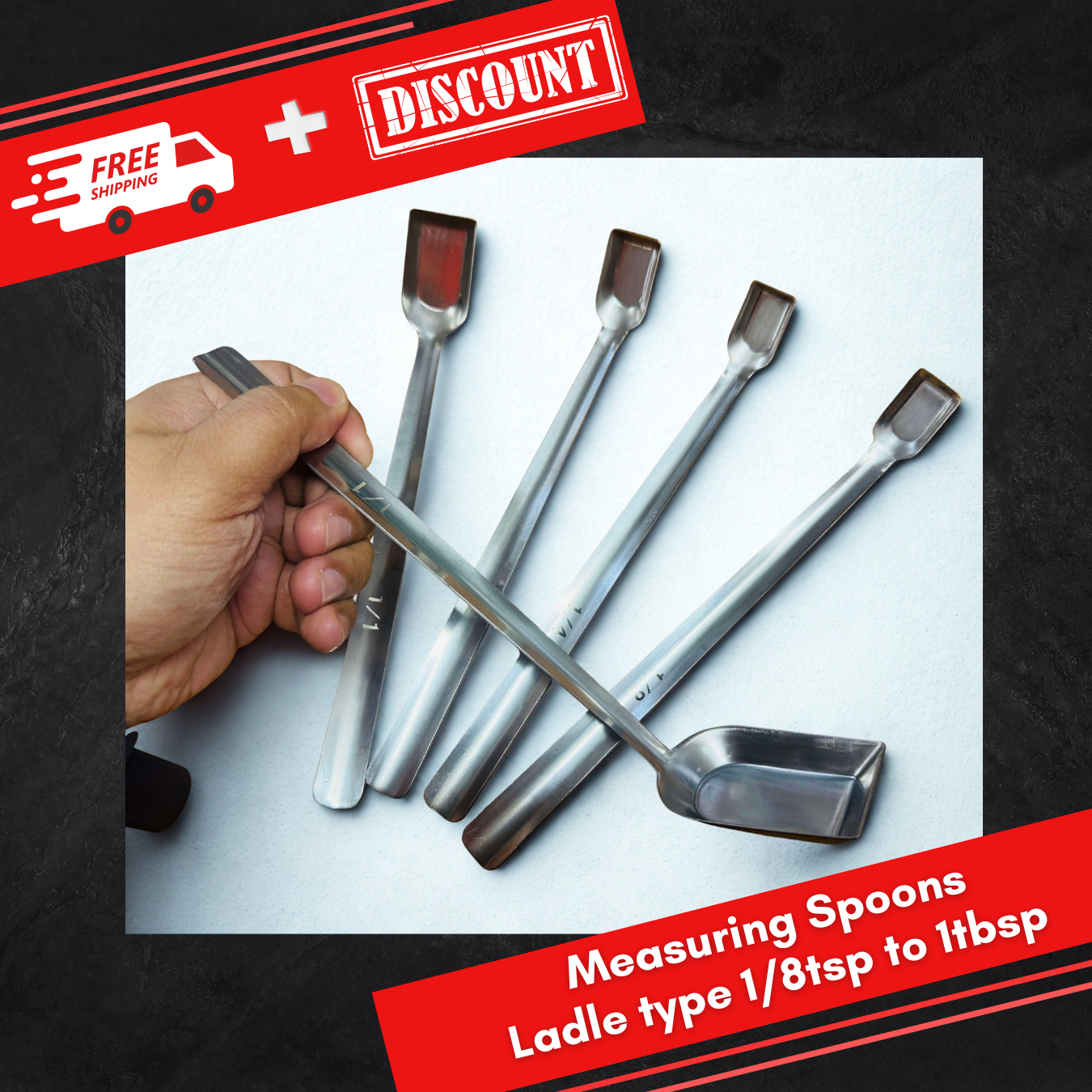 Measuring Spoon 5pcs per Pack Rectangular Ladle-type SS