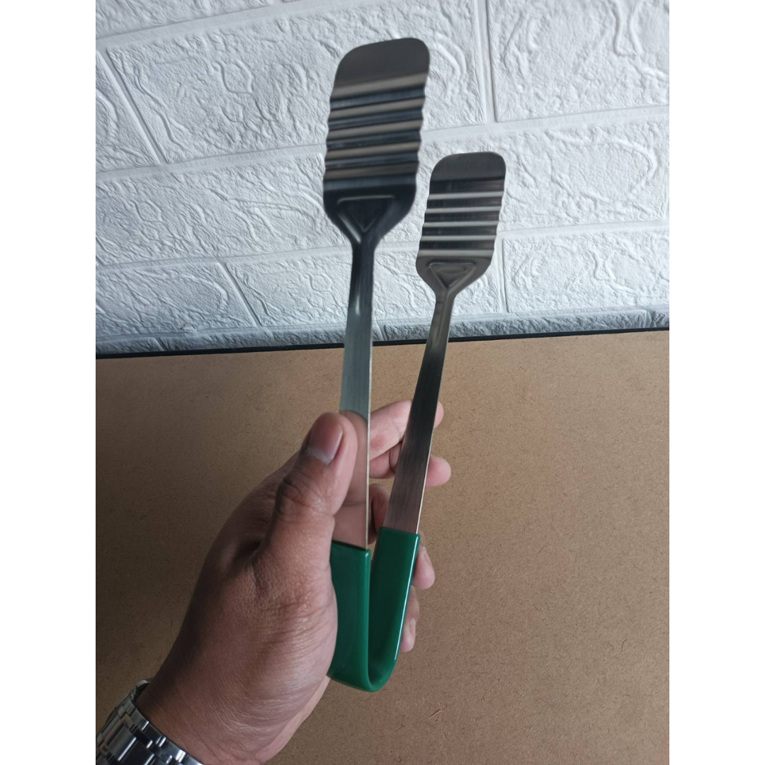 Flat Tongs Arrow Wave 1mm Thick Stainless Steel Colored Handles, 3pcs