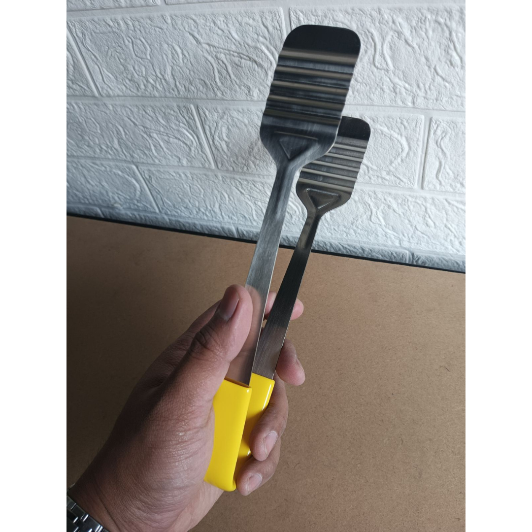Flat Tongs Arrow Wave 1mm Thick Stainless Steel Colored Handles, 3pcs