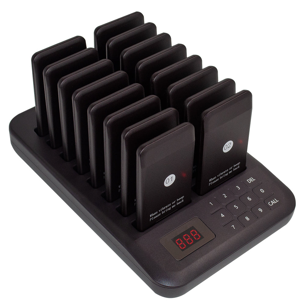 Coaster Pager System CTP302 with 16 Vibrating Pagers