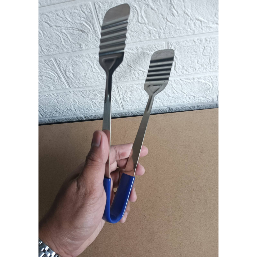 Flat Tongs Arrow Wave 1mm Thick Stainless Steel Colored Handles, 3pcs
