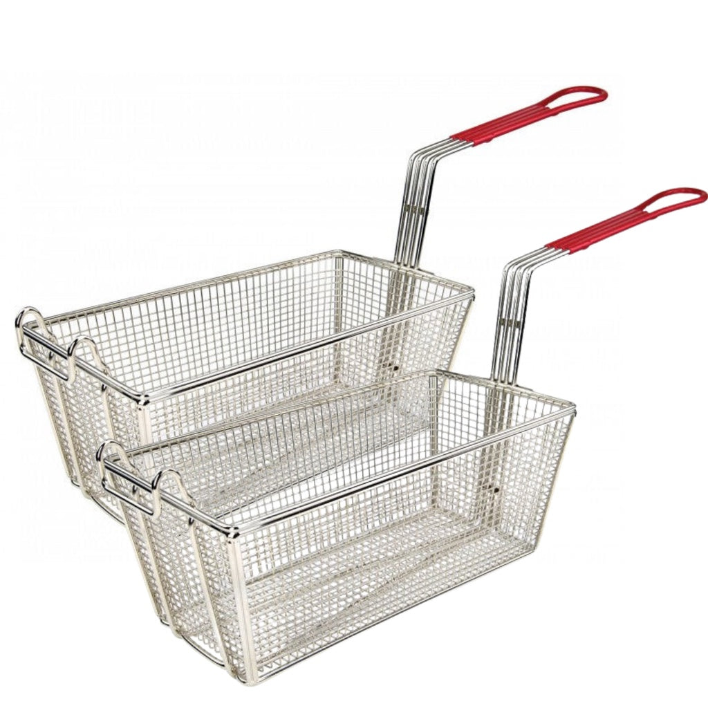 2pcs Fry Basket Full-Vat Segmented Stainless Steel 201 with clamp support