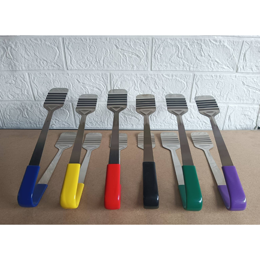 Flat Tongs Arrow Wave 1mm Thick Stainless Steel Colored Handles, 3pcs