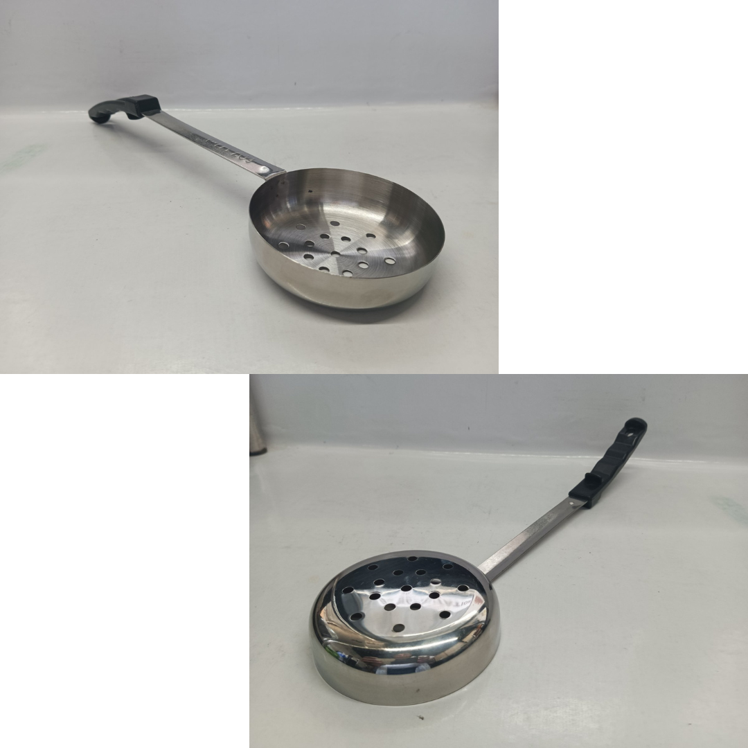 Perforated Spoodle Portion Spoon 6oz Stainless Steel Black Handle