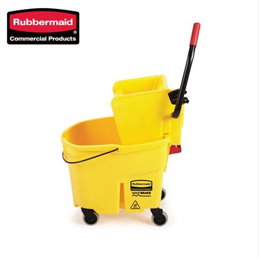 Rubbermaid WaveBrake 35Q Sidepress Bucket and Wringer, Yellow