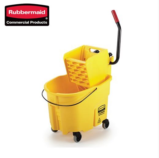 Rubbermaid WaveBrake 35Q Sidepress Bucket and Wringer, Yellow