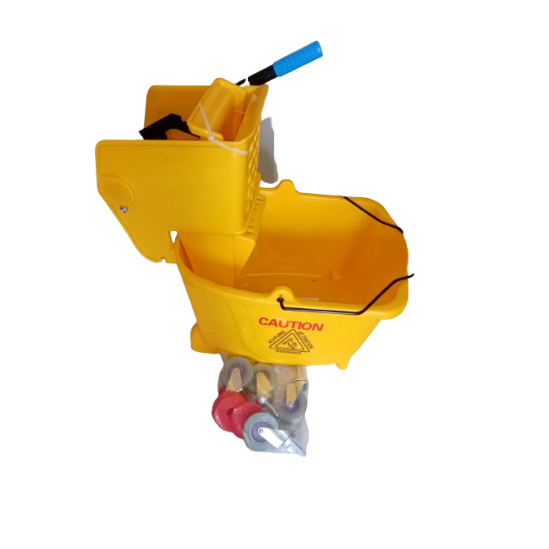 Mop Squeezer Mop Wringer with Bucket Side Press Heavy Duty Single Mop Bucket 32L, 1 Set