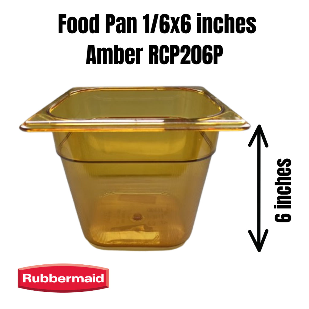 Rubbermaid Food Pan 1/6 x 6inch Depth Amber RCP206P