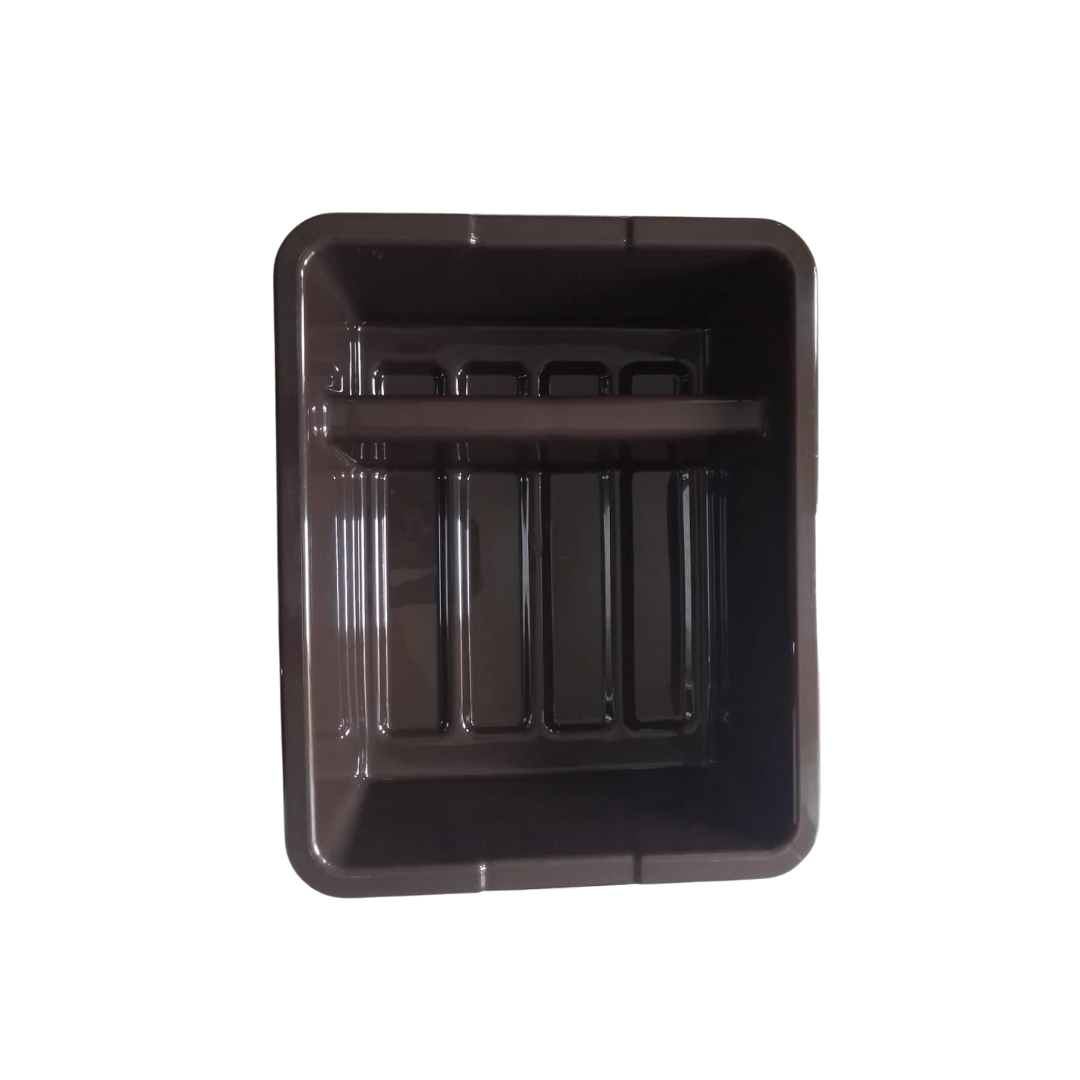 Bussing Box Brown Authentic Rubbermaid with Divider