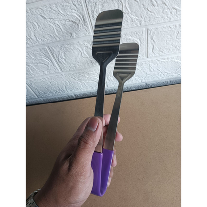 Flat Tongs Arrow Wave 1mm Thick Stainless Steel Colored Handles, 3pcs