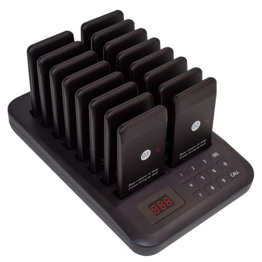 Coaster Pager System CTP302 with 16 Vibrating Pagers