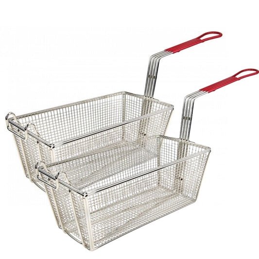 2pcs Fry Basket Full-Vat Segmented Stainless Steel 201 with clamp support