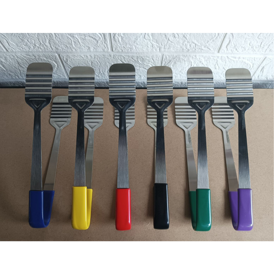 Flat Tongs Arrow Wave 1mm Thick Stainless Steel Colored Handles, 3pcs