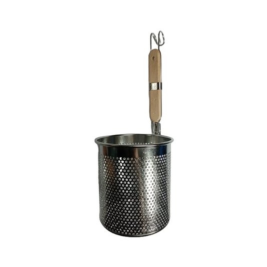 Noodles Strainer 12cm Diameter Perforated Stainless Steel Wooden Handle, 2pcs