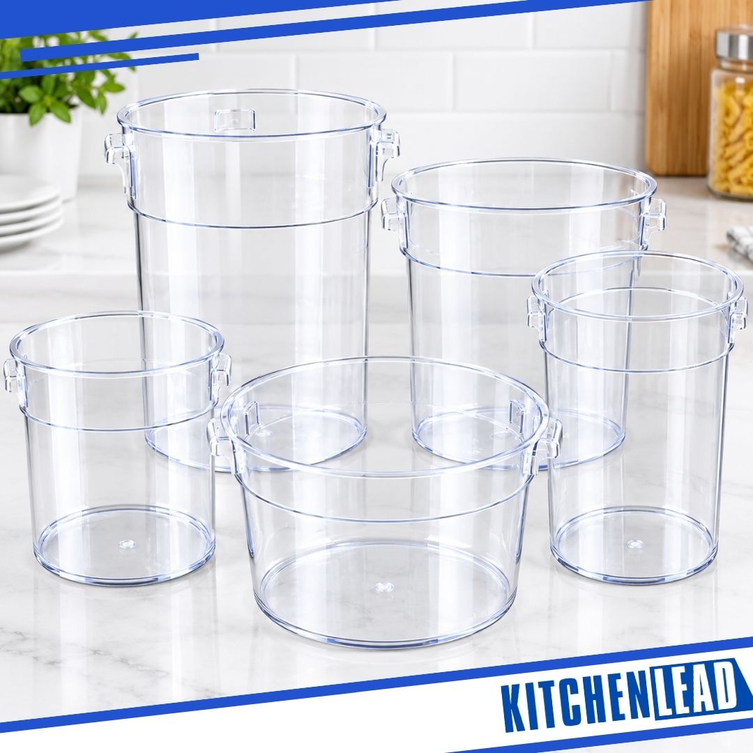 KitchenLead Clear Food Storage Container Round Polycarbonate with Cover