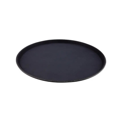 Round Tray Black Rubberized Plastic, 5pcs