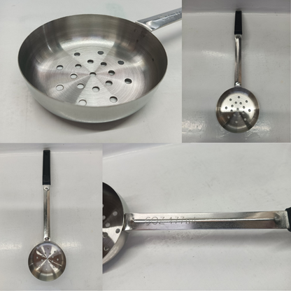 Perforated Spoodle Portion Spoon 6oz Stainless Steel Black Handle