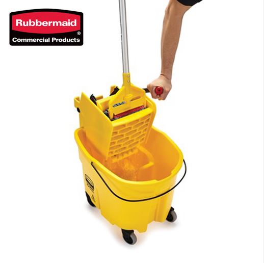 Rubbermaid WaveBrake 35Q Sidepress Bucket and Wringer, Yellow