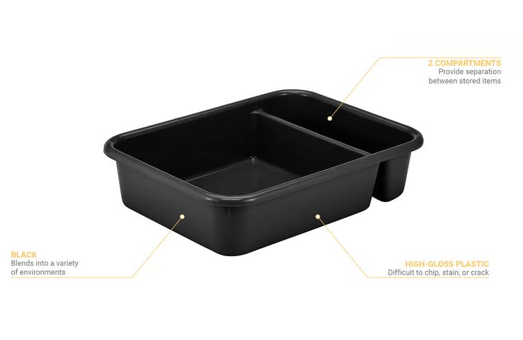 Bussing Box CAMBRO  2-Compartment BLACK