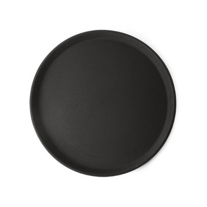 Round Tray Black Rubberized Plastic, 5pcs