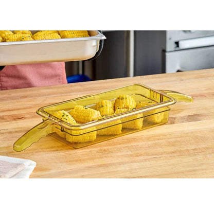 Dual Handle Food Pan 1/3 x 2.5inch Deep Amber Cambro Brand