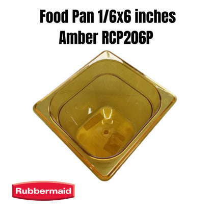 Rubbermaid Food Pan 1/6 x 6inch Depth Amber RCP206P