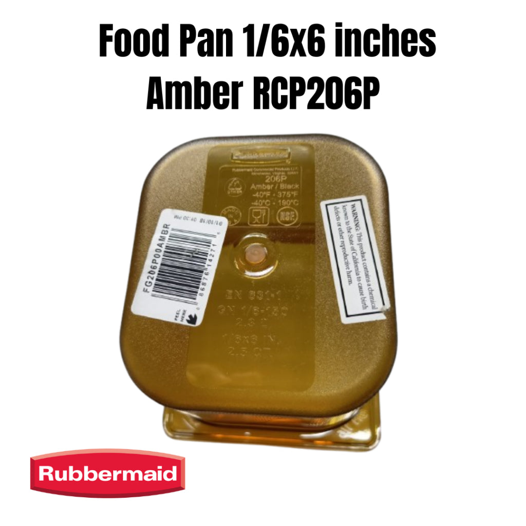 Rubbermaid Food Pan 1/6 x 6inch Depth Amber RCP206P
